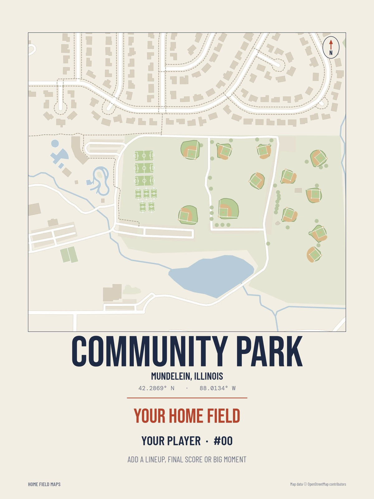 Community Park map print, classic style