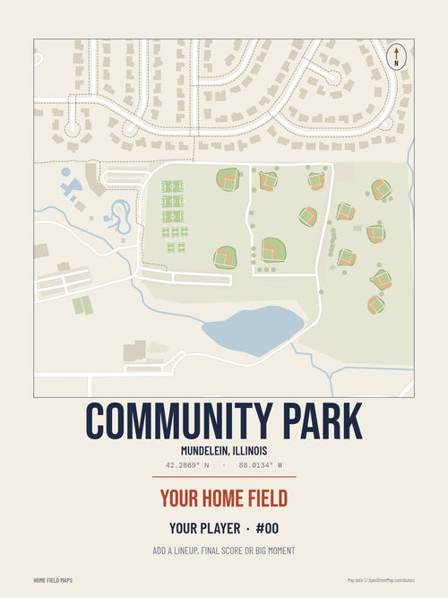 Community Park map print, classic style
