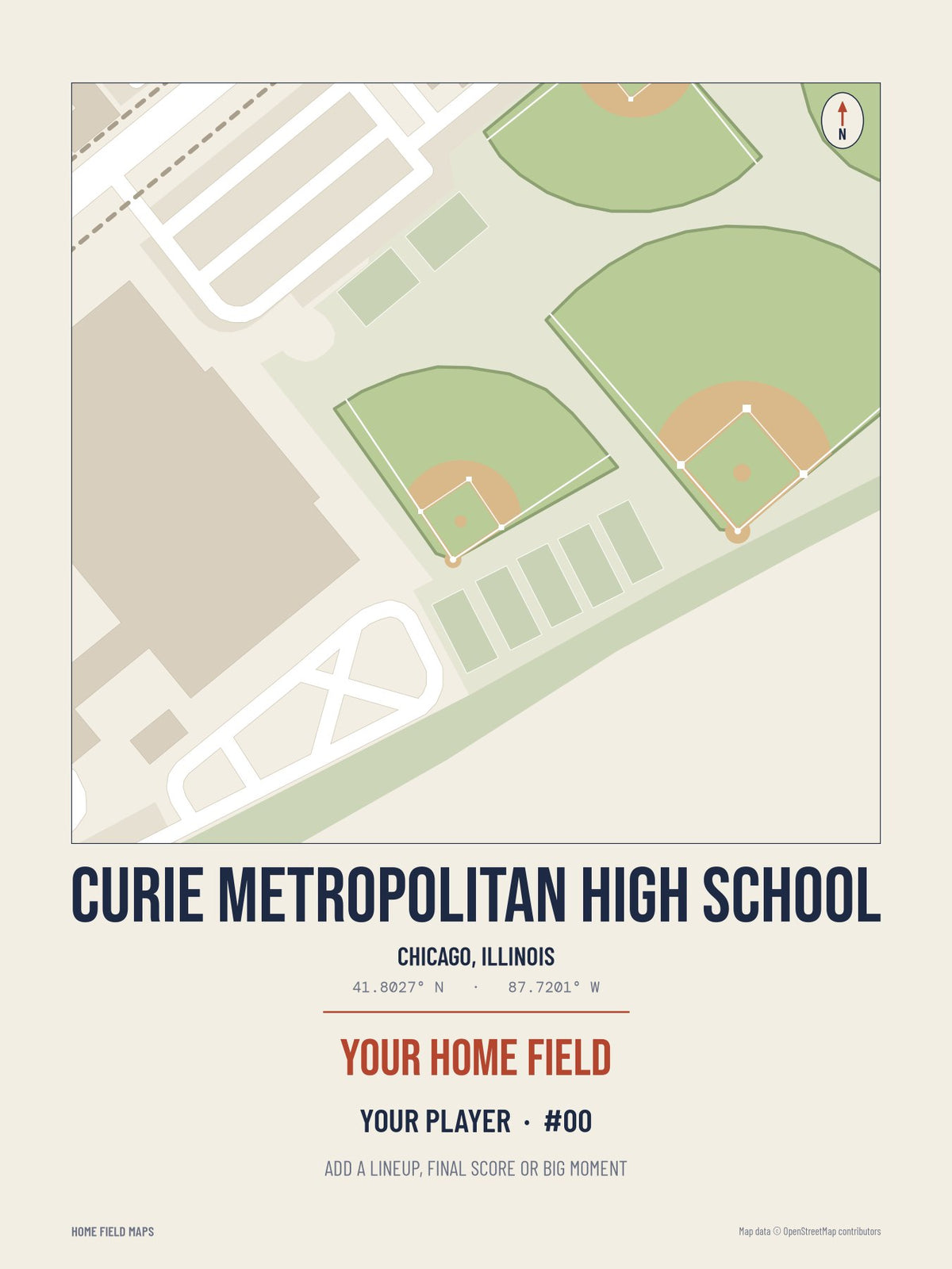 Curie Metropolitan High School map print, classic style