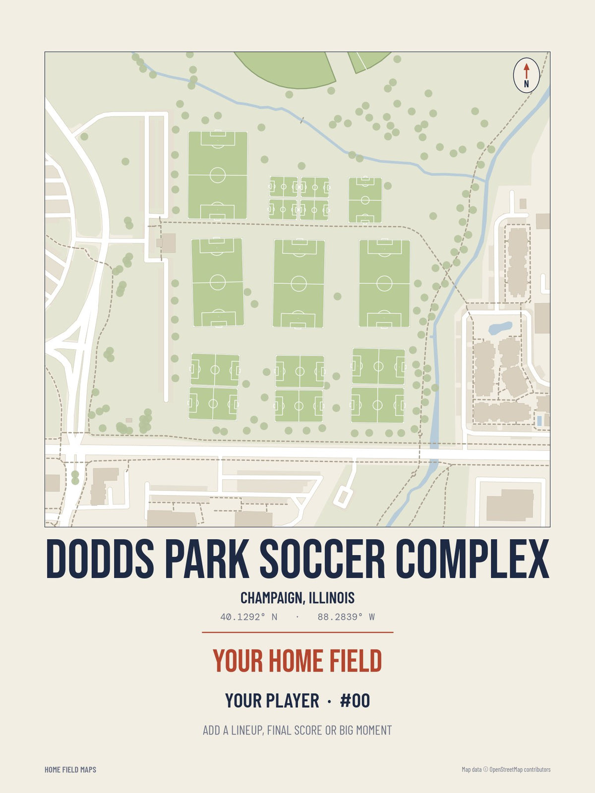 Dodds Park Soccer Complex map print, classic style