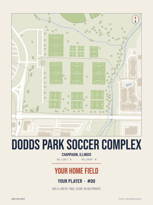 Dodds Park Soccer Complex map print, classic style