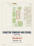 Evanston Township High School map print, classic style