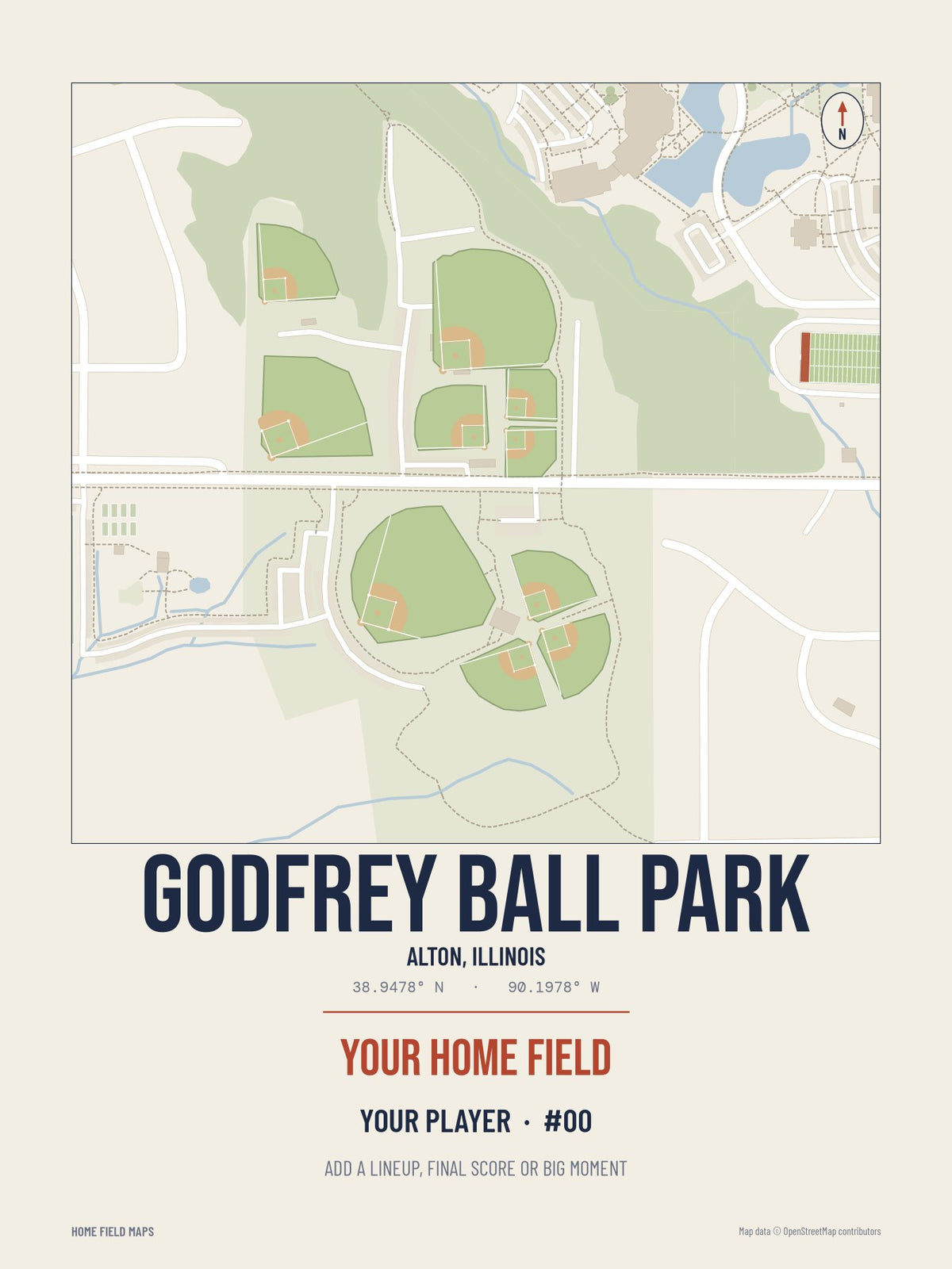 Godfrey Ball Park map print, classic style