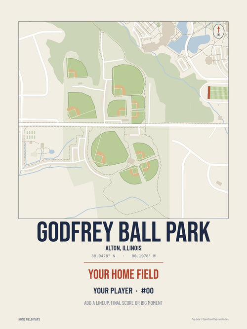 Godfrey Ball Park map print, classic style