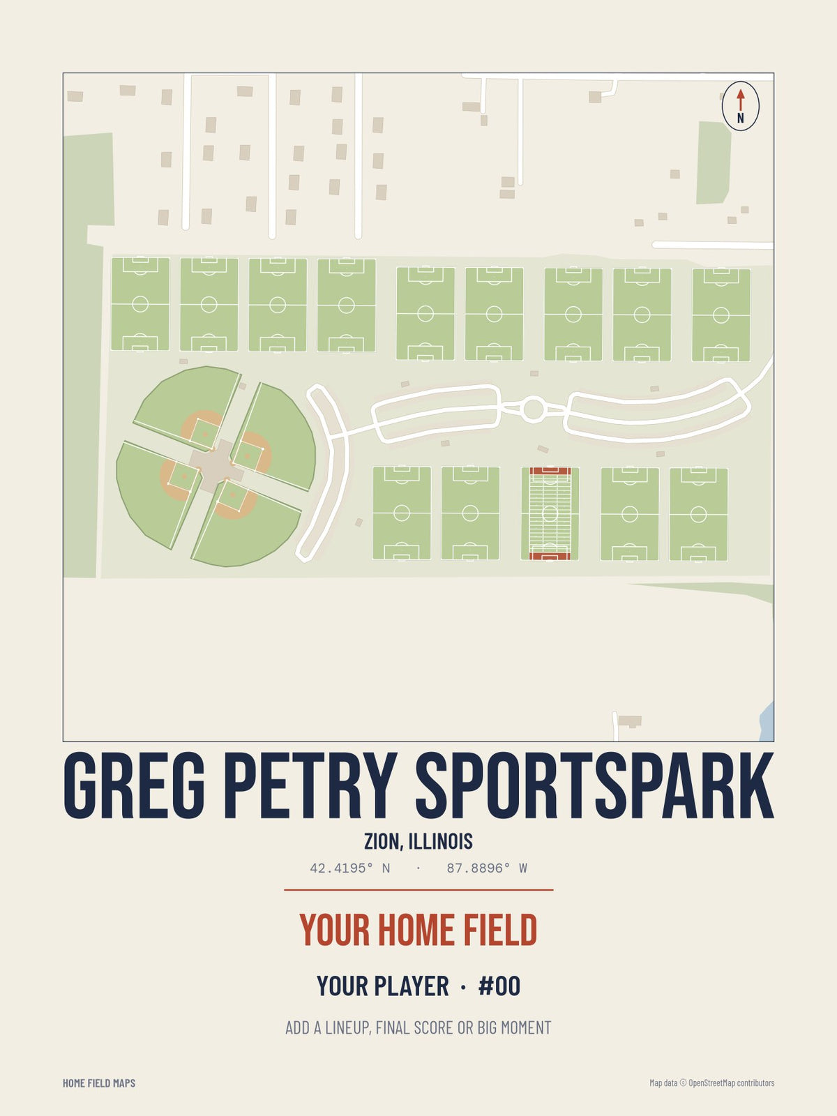 Greg Petry SportsPark map print, classic style