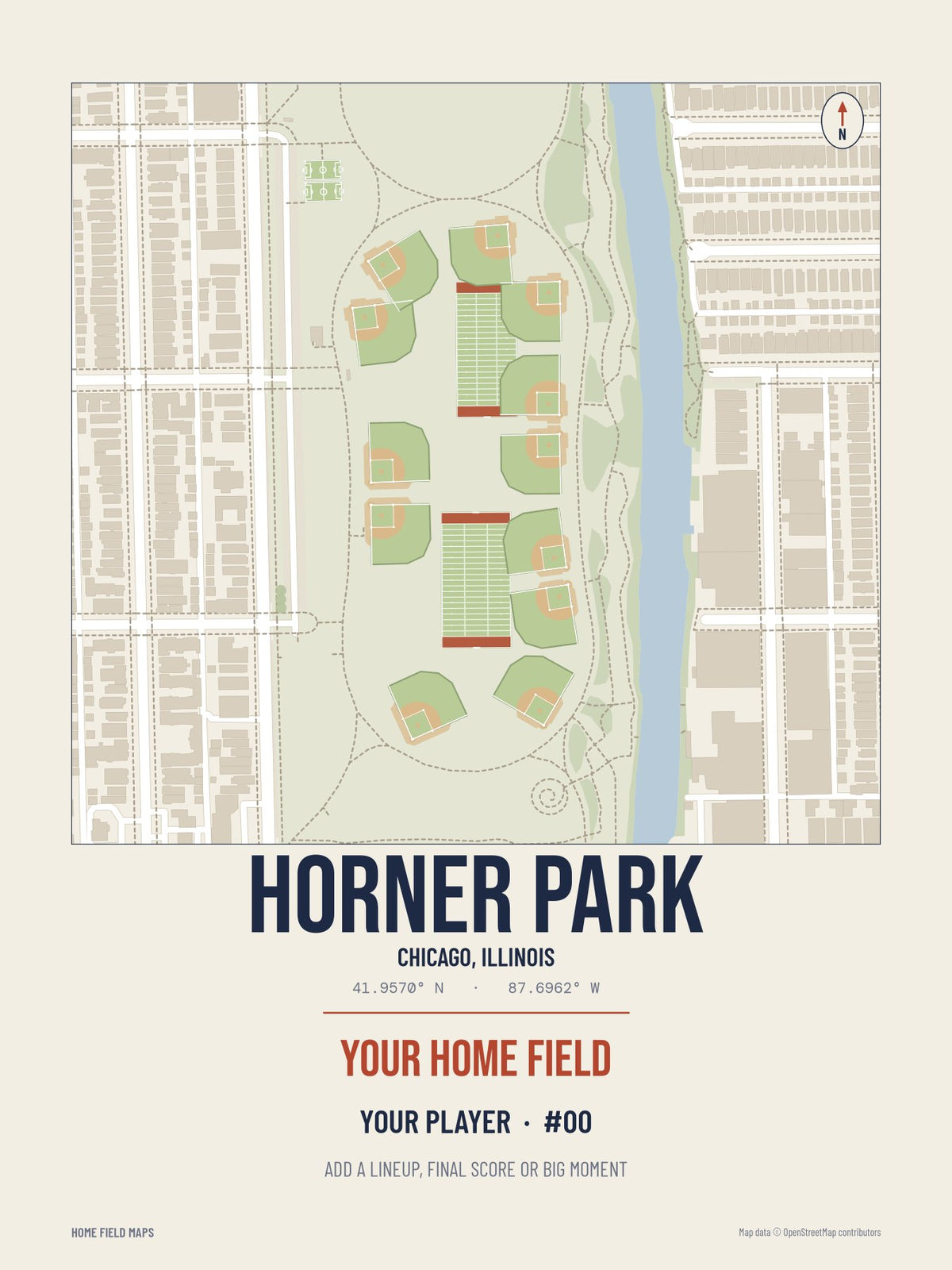 Horner Park map print, classic style
