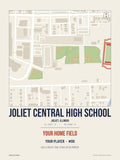 Joliet Central High School map print, classic style