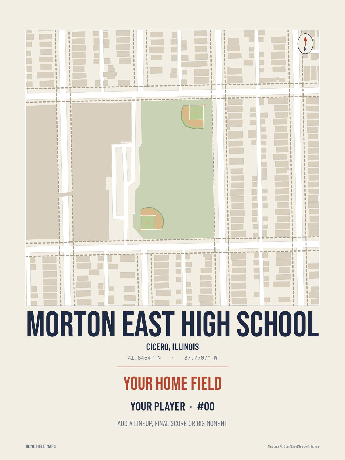 Morton East High School map print, classic style
