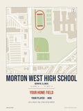 Morton West High School map print, classic style