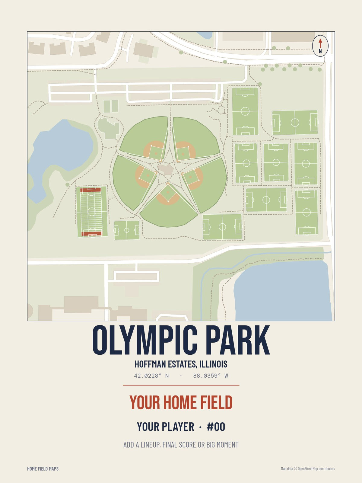 Olympic Park map print, classic style