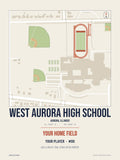 West Aurora High School map print, classic style